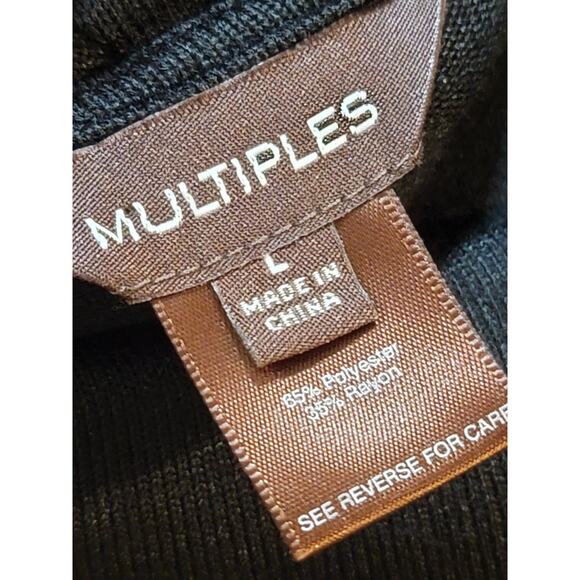 Multiples Sweater Women's Large Black Cowl Neck Long Sleeve Ruffle Hem Stretch - Picture 11 of 13